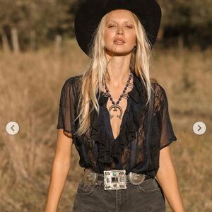 Chasing Unicorns Black Sheer Blouse